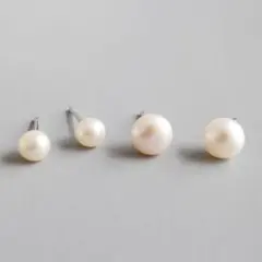 シルバー925 淡水パールピアス　シルバーキャッチ付き！ラスト1点！(小さい方)