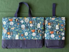 通園、通学バッグ4点セット 森の動物柄の布製バッグセット