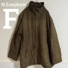 N.S.explorer 【F】ブラウン　中綿入り ハーフコート コーデュロイ襟