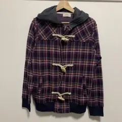 BACK NUMBER チェック柄 ダッフル風 ジップアップパーカー XLサイズ
