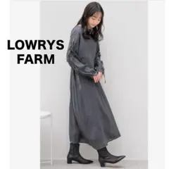 【LOWRYS FARM】袖スリット リボン ワンピース ロングワンピ 楊柳生地