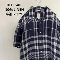 9*7様 00s OLD GAP 半袖リネンチェックシャツ