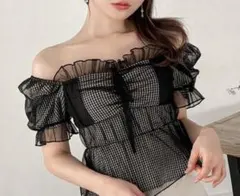 FRIFUL オフショルダーフリルシアースナ系トップス