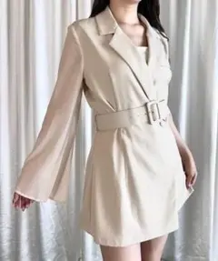 ベルト付きテーラードミニワンピース Nomae