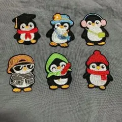 ペンギン刺繍ワッペン6個セット　匿名配送　送料無料