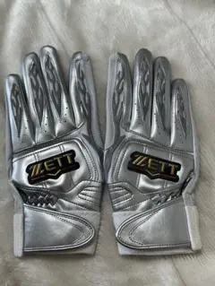 ZETT プロ支給品 バッティング用手袋 シルバー