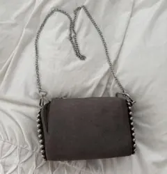 ZARA スタッズ付き　チェーンバッグ　グレー