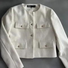 ZARA ホワイト ショートジャケット M