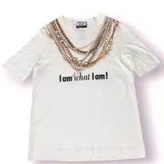 美品】モスキーノ 30周年記念 だまし絵 パールネックレス Tシャツ M〜Lのサムネイル