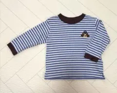 petit main　BOYS長袖Tシャツ　ボーダー　ブルー　犬　90サイズ