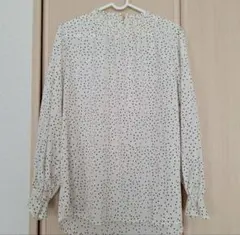 しまむら HK WORKS LONDON ドット柄 長袖ブラウス M