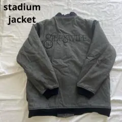 も*に様 スタジャン　古着　アメカジ　ストリート　スケーター　グレー　サガラ刺繍