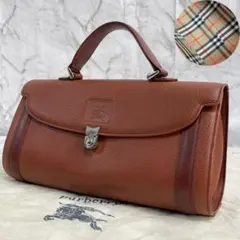 美品　バーバリー　ノバチェック　シャドーホース　レザー　ハンドバッグ　ロゴ型押し