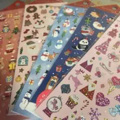 クリスマスシール　5点　冬　サンタ　トナカイ　雪だるま　アニマル　熊　かわいい