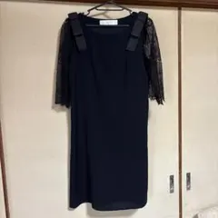 tocco closet ネイビー レース袖 リボン ワンピース