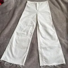 ホワイト ワイドレッグデニム