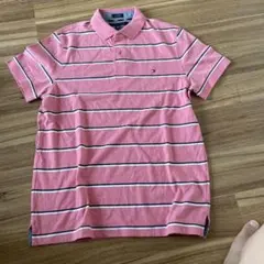 TOMMY HILFIGER ピンク ストライプ ポロシャツ M 新品　タグ付き