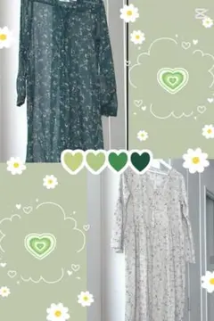 まとめ売り【花柄ロングワンピース】ドレス　ワンピース　ベージュ　グリーン