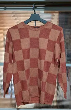 cp チェック柄 長袖ニットセーター