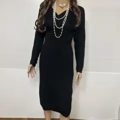 秋冬♡大人気ブラックデザインニットワンピース