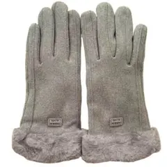 レディース ボア手袋 裏起毛 冬グローブ ファー 防寒 グレー 即購入OK