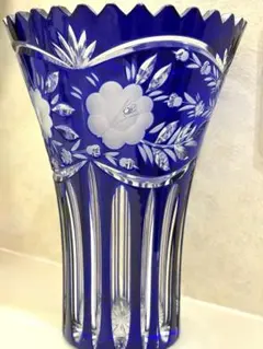 ボヘミアクリスタル ボヘミアガラス 被せカット 切子 花瓶 ボヘミアクリスタル ボヘミアガラス 被せカット 切子 花瓶