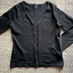 カーディガン　ビーズ　黒