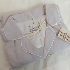 M 無印良品　脇に縫い目のない二重ガーゼ長袖パジャマ ラベンダーストライプ