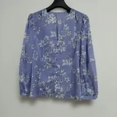【美品】エメルリファインズ シアー 花柄 ブラウス ラベンダー 〔M〕サイズのサムネイル