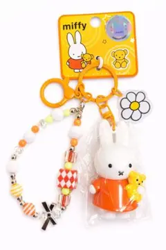 ミッフィー キーホルダー バッグチャーム ビーズ 韓国 オレンジ 可愛い