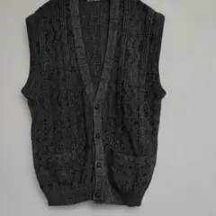 メンズ　混合グレー ニットベストＬ