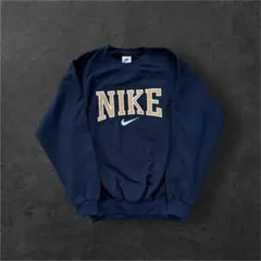 90's NIKE USA製ネイビースウェットトレーナースウォッシュロゴメンズM