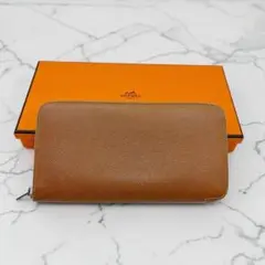 HERMES エルメス アザップロング オールレザー 長財布 オレンジ □N 