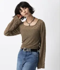 Pageboy カットレーススクエアネックロングスリーブ