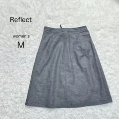 【リフレクト】ウール混スカート グレー【M】膝丈 通勤 フォーマル シンプルのサムネイル