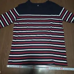 UNIQLO 長袖カットソー ネイビー 赤 白 ボーダー