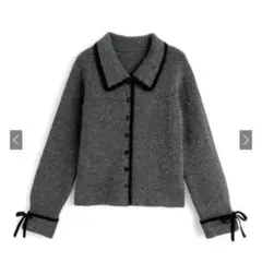 GRL 配色ラインリボンニットカーディガン[pm708]