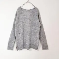 シューラルー 長袖セーター ニット M グレー V ネック シンプル