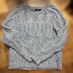 AZUL by moussy グレー ケーブルニット