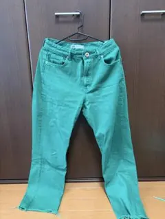 ZARA グリーン フレアデニムパンツ EUR38
