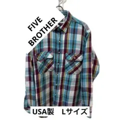 90s FIVE BROTHER ファイブブラザー ネルシャツ L 好配色