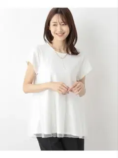 【新品•タグ付き】GLOBAL WORK 冷感チュール切替プルオーバー　Mのサムネイル