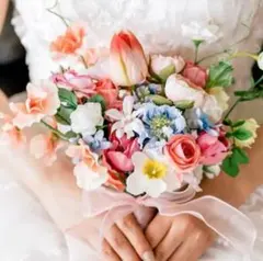 アーティシャルフラワー　ウェディングブーケとブートニア