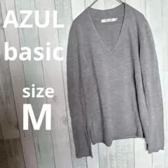 アズールベーシック　レディースニット　【M】 グレー　Ｖネック