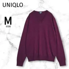 【ユニクロ】エクストラファインメリノ Vネックセーター ボルドー М 毛100%