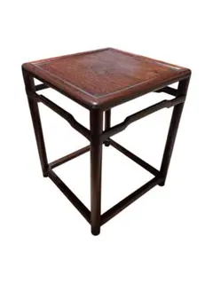 紫檀高脚花台唐木如意巻足高卓二重天板飾り台華道具茶道具Q1895