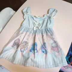 プリンセス柄　水色リボン付きワンピース水着