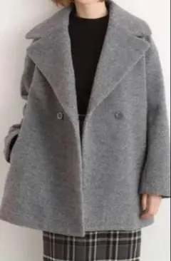 半額にお値下げです‼️grove グレー ダブルブレストコート　S新品