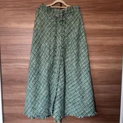 ZARA グリーンツイード フレアスカート Mのサムネイル