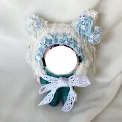 ほわぬい ぬい服 水色 8cm 被り物 帽子 1